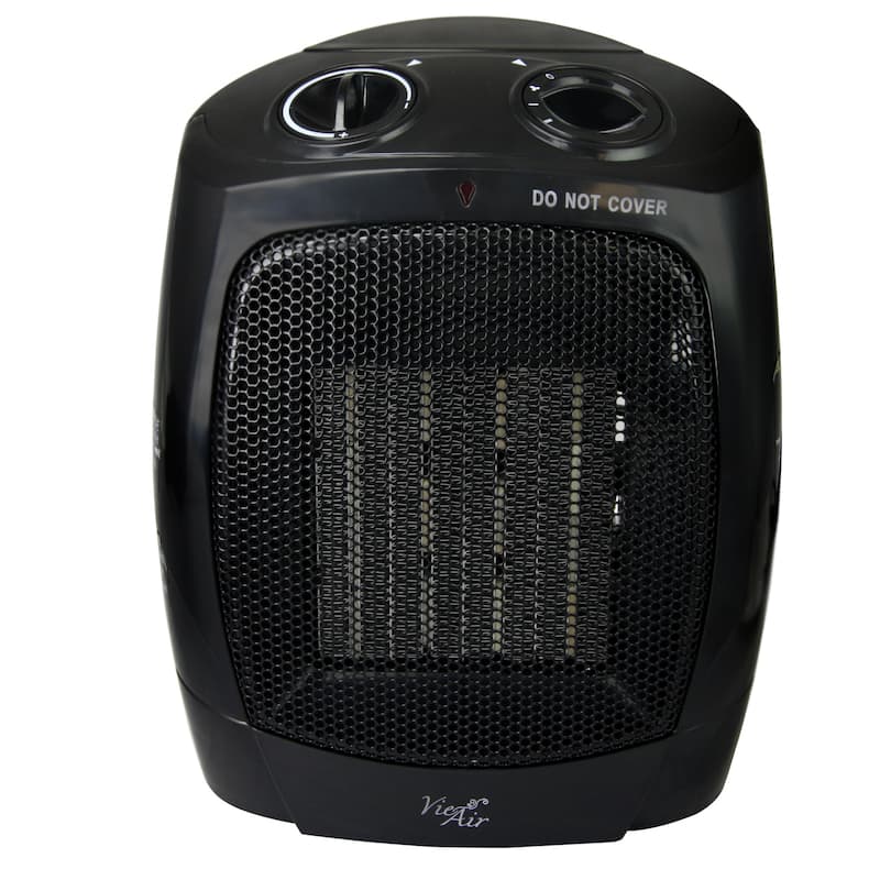 Compact 2 Speed Indoor Use Ceramic Heater with Adjustable Temperature in Black