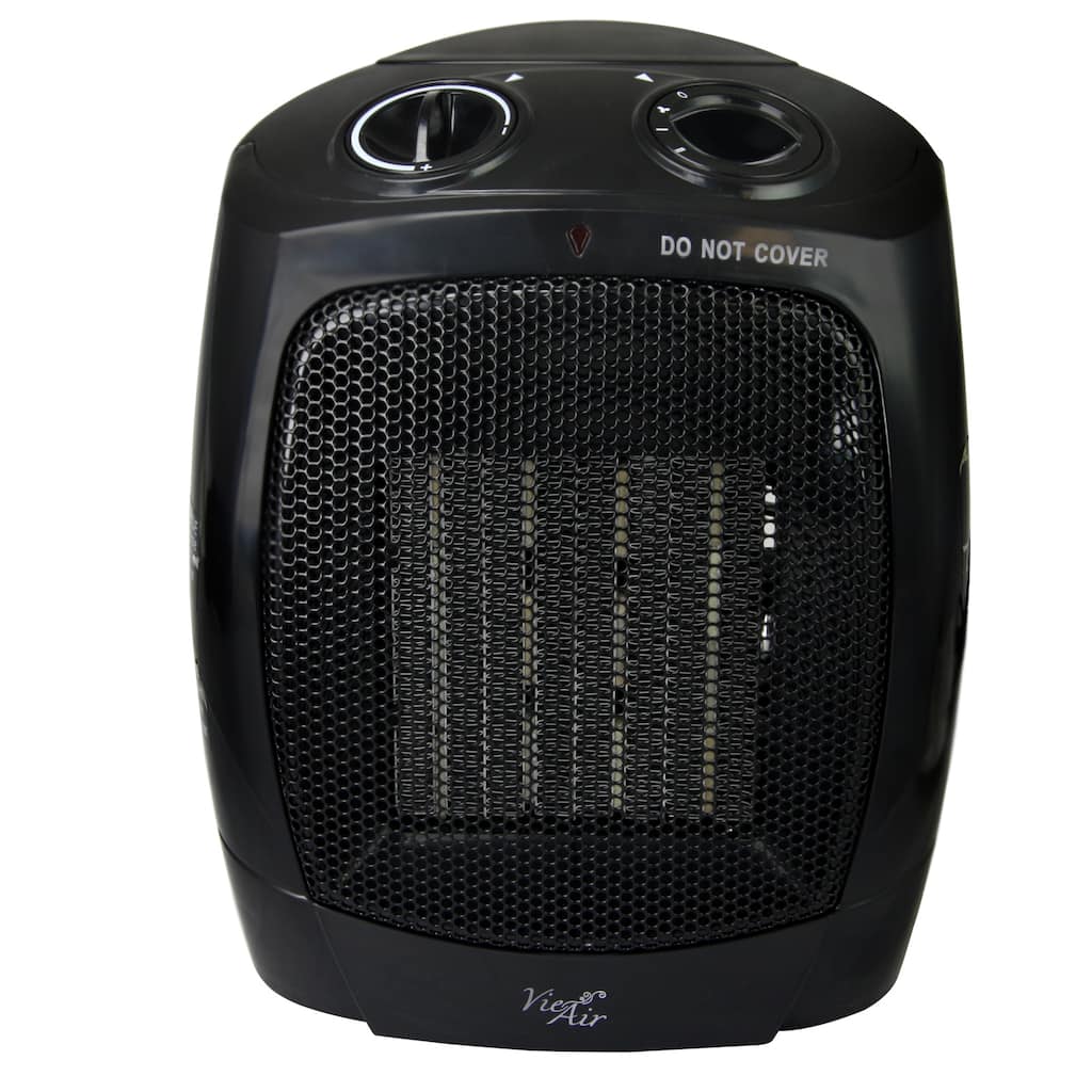 Compact 2 Speed Indoor Use Ceramic Heater with Adjustable Temperature in Black