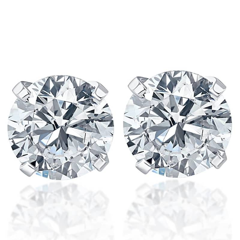 1/2 cttw Round Brilliant Cut Diamond Studs White Gold Enhanced
