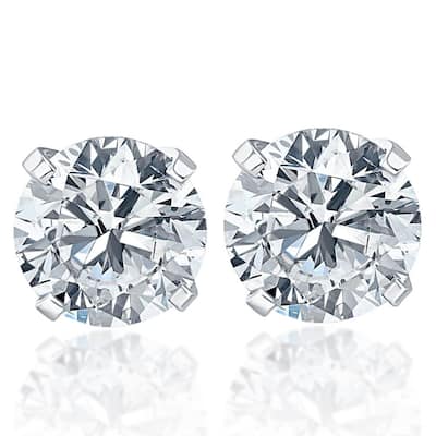 1/2 cttw Round Brilliant Cut Diamond Studs White Gold Enhanced