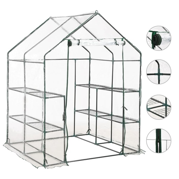 vidaXL Greenhouse with 8 Shelves 4.7'x4.7'x6.4'. Opens flyout.
