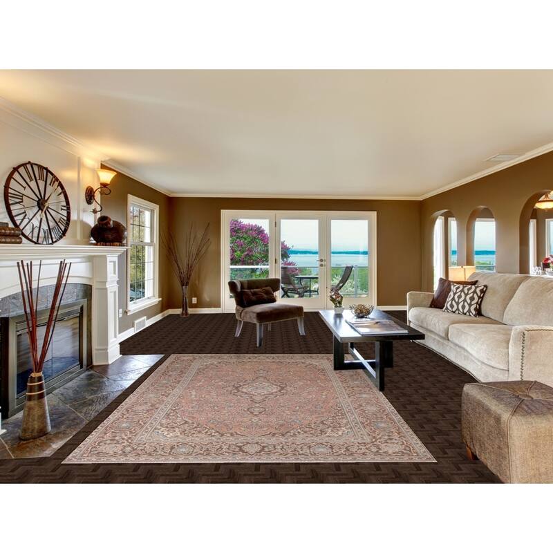 Traditional Pink Mashad Persian Vintage Rug Handmade Wool Carpet - 6'5"x 9'5"