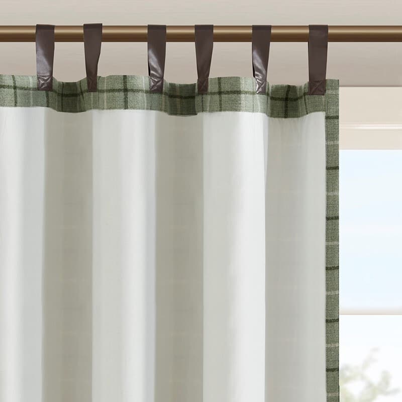 Plaid Rod Pocket and Back Tab Curtain Panel with Fleece Lining