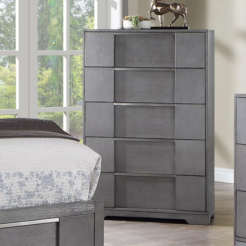 Furniture of America Tona Contemporary Grey Wood 5-Drawer Tall Dresser - Grey