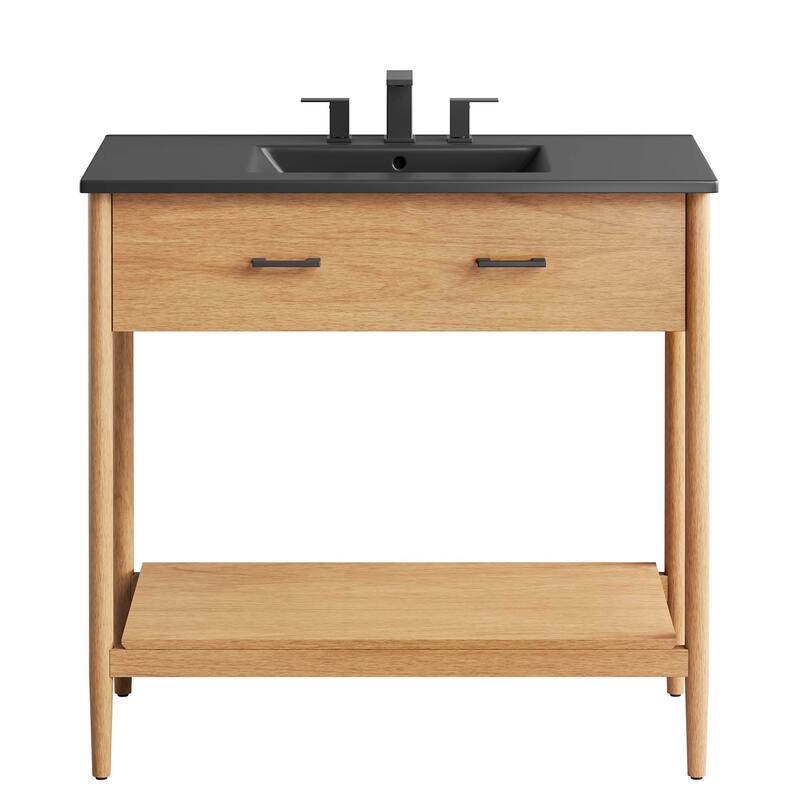 Zaire 18"/24"/30"/36"/48" Bathroom Vanity with Black Sink Top