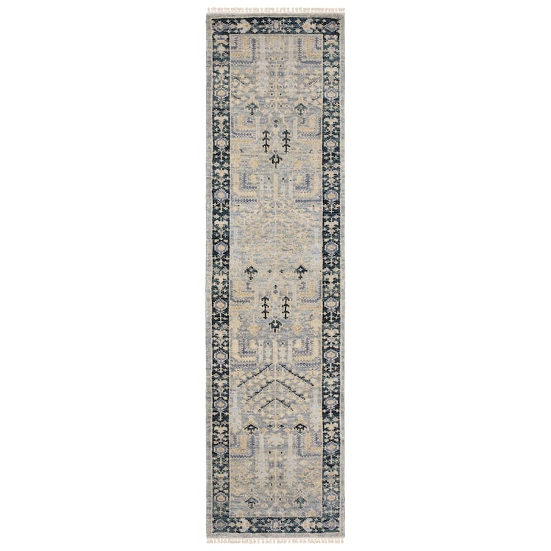 Maylin Traditional Oriental Grey/ Blue Area Rug - 2' 6" x 10' - Runner