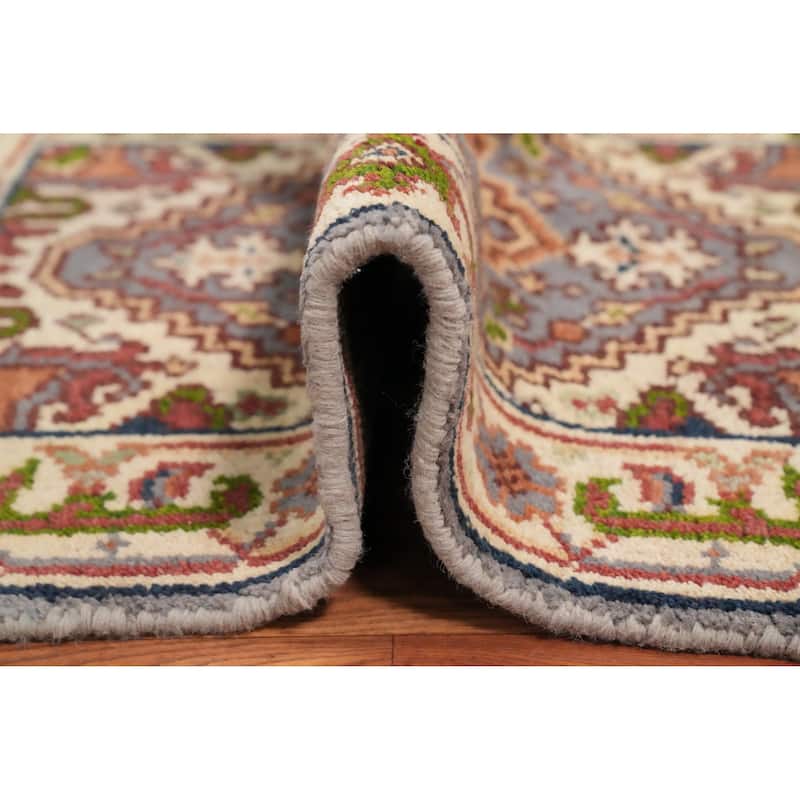 Hand Knotted Oriental 100% Wool Carpet Traditional Medallion Greys & Charcoal Heriz (serapi) Area Rug - 3' 0'' X 2' 0''