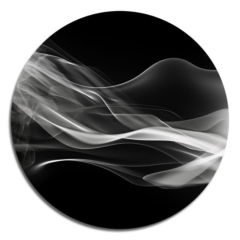 Designart "Black White Contemplative Abstraction I" Modern Waves Metal Round Wall Art