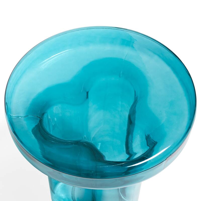 Modern Artistic Flower Glass Round Coffee Table Side Table