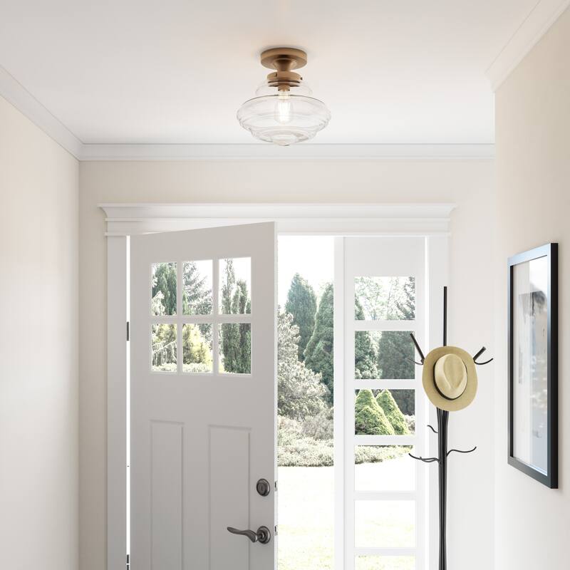Modern Black Glass Dimmable 1-Light Semi-Flush Mount Ceiling Light