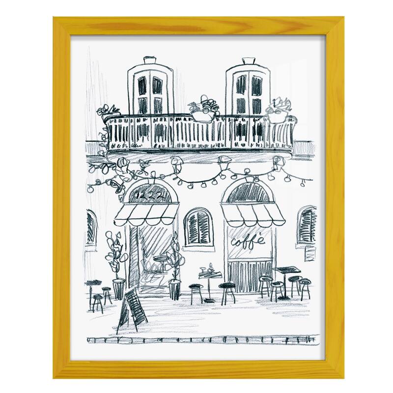 Italian Street Sketch II -Framed Print w/glass-Cherry Red