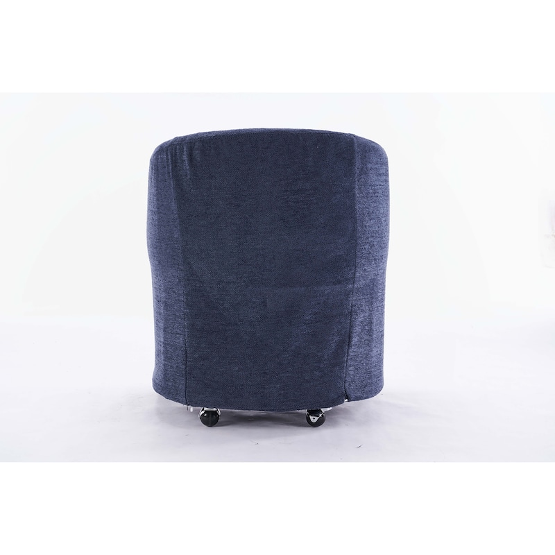 Fabric Dining Armchair With Back Cushion and Universal Wheels