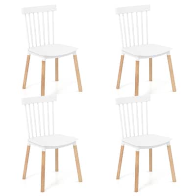 Gymax Set of 4 Windsor Dining Chairs Dining Chairs w/ Spindle Backs &