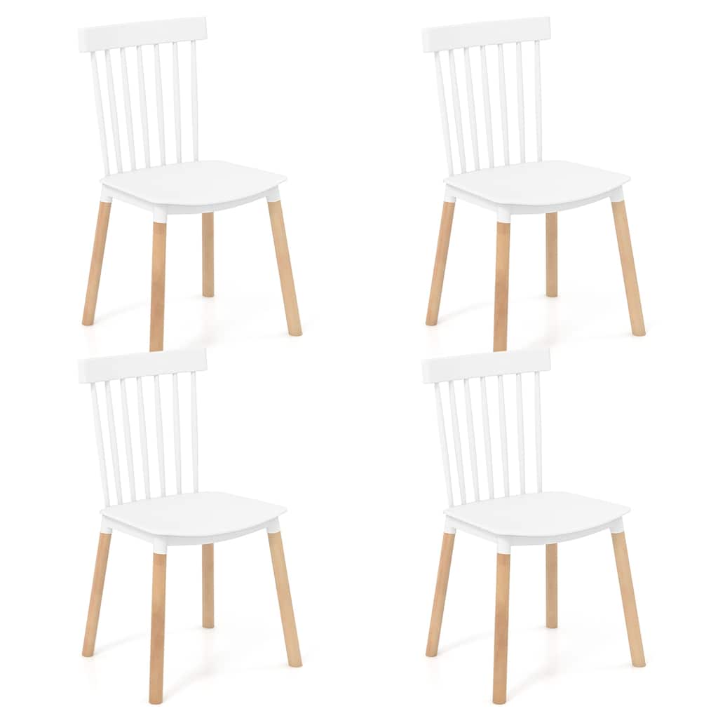 Gymax Set of 4 Windsor Dining Chairs Dining Chairs w/ Spindle Backs &