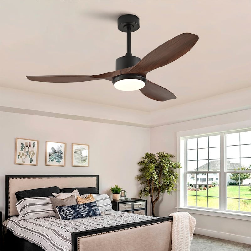 52-inch Modern LED Ceiling Fan with Light, 3 ABS Blades & Remote Control