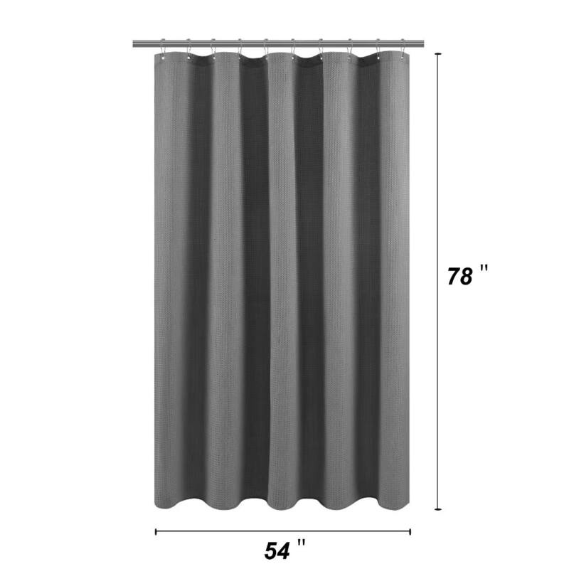 Dobby Waffle Shower Curtain with 12 Metal Hooks