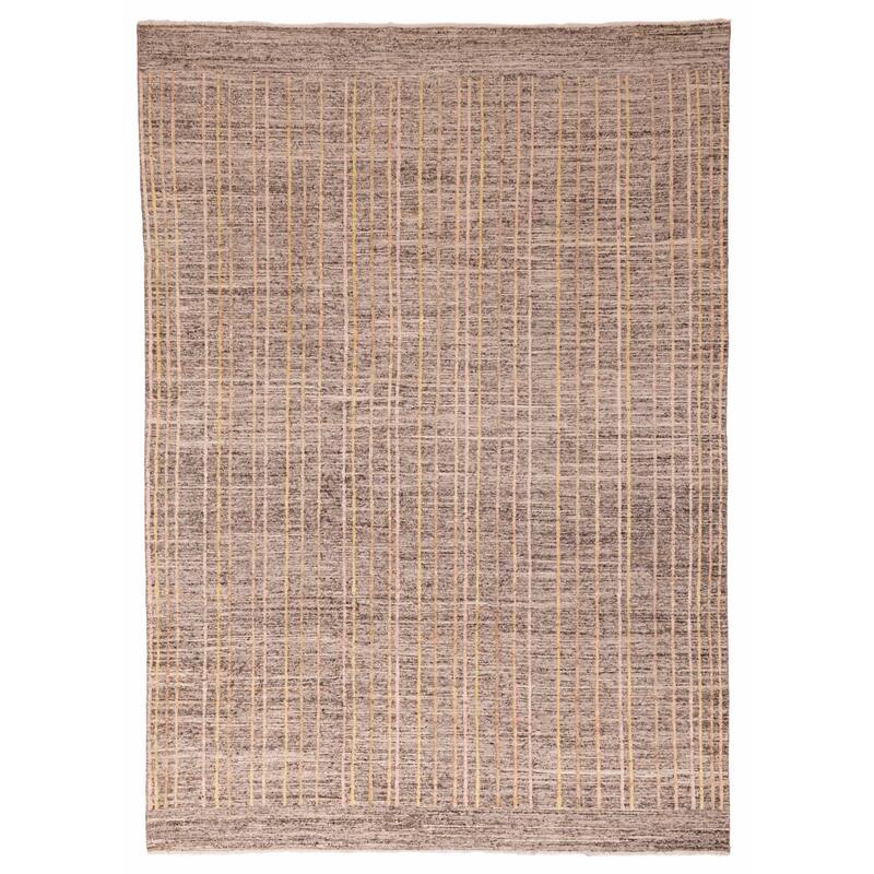 ECARPETGALLERY Hand-knotted Pak Finest Marrakesh Dark Brown Wool Rug - 8'10 x 12'1