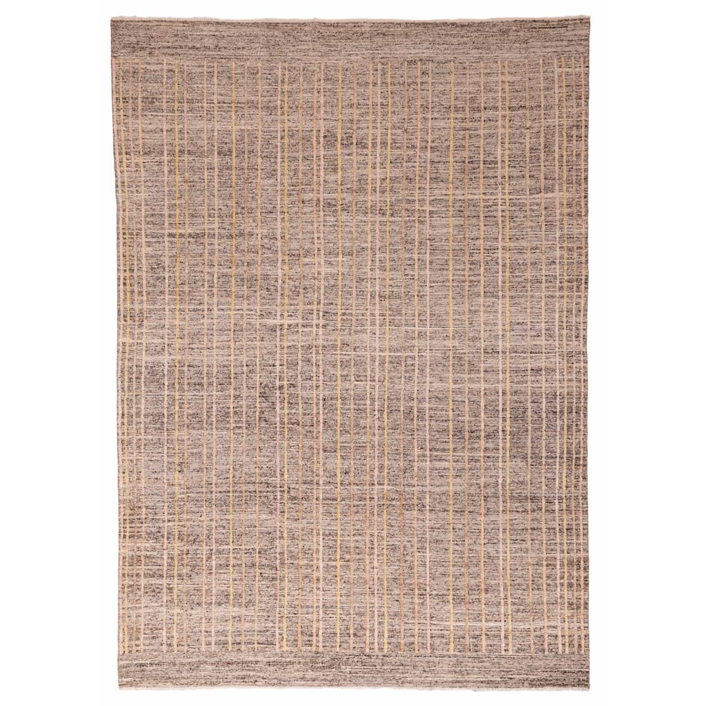 ECARPETGALLERY Hand-knotted Pak Finest Marrakesh Dark Brown Wool Rug - 8'10 x 12'1