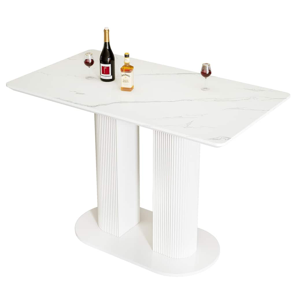 47-Inch Home Bar Table, Bar Unit with Faux Marble Finished Tabletop
