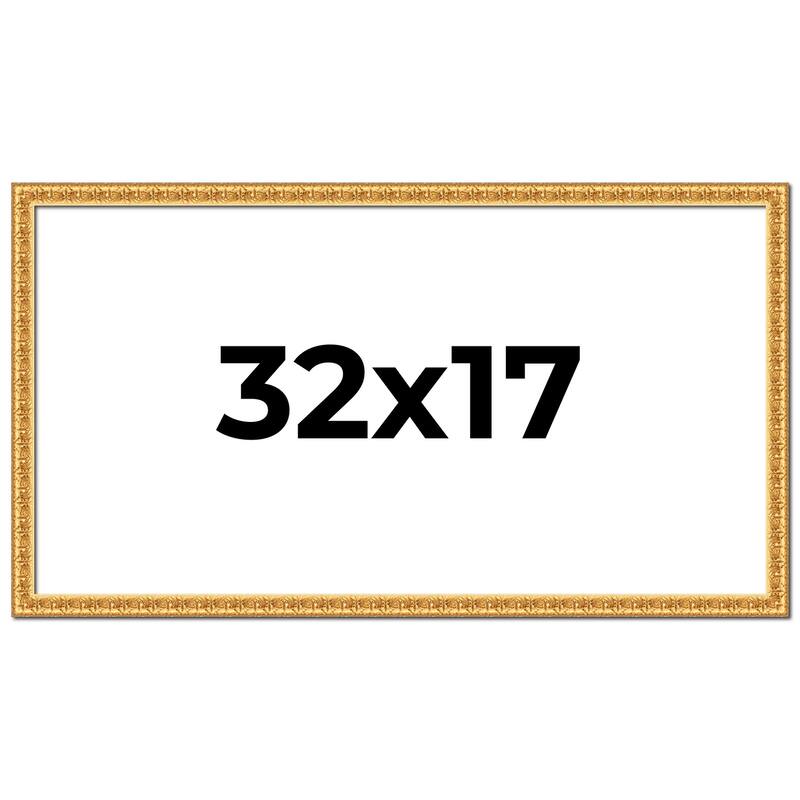 32x17 Frame Gold Real Wood Picture Frame Width 1 inches | Interior