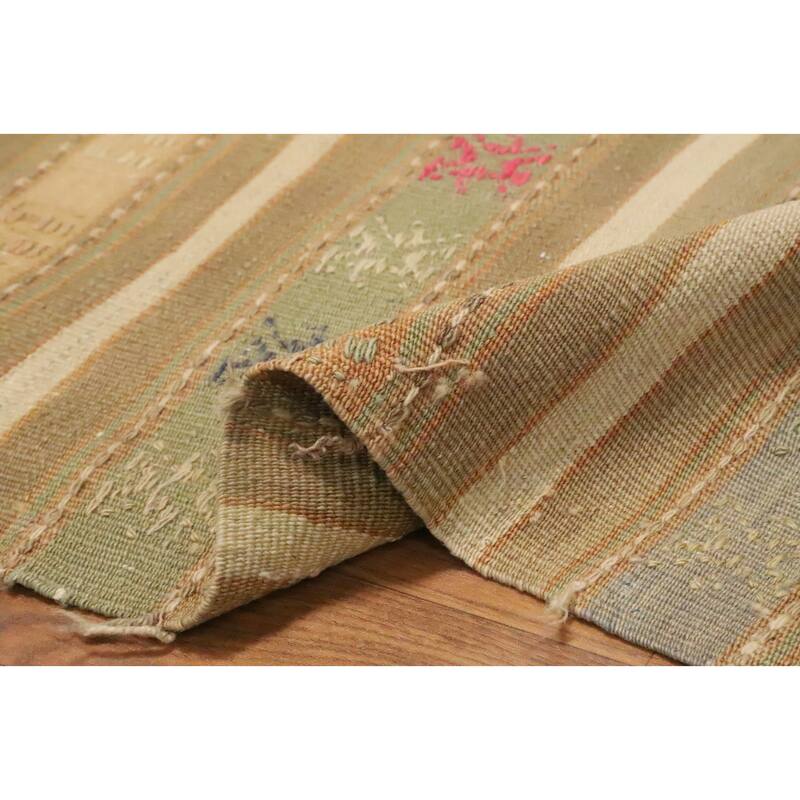 Hand Woven Oriental 100% Wool Carpet Southwestern Tribal Multi-Colored Kilim Area Rug - 6' 8'' X 4' 5''