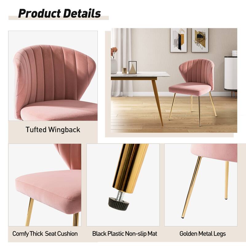 Barbara Side Chair with Metal Base Set of 4 by HULALA HOME