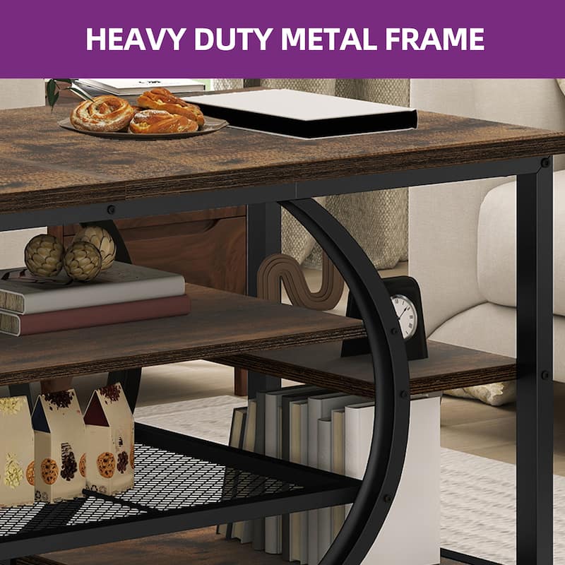 Moasis 47-inch Metal 1-Shelf Coffee Table Living Room Center Table