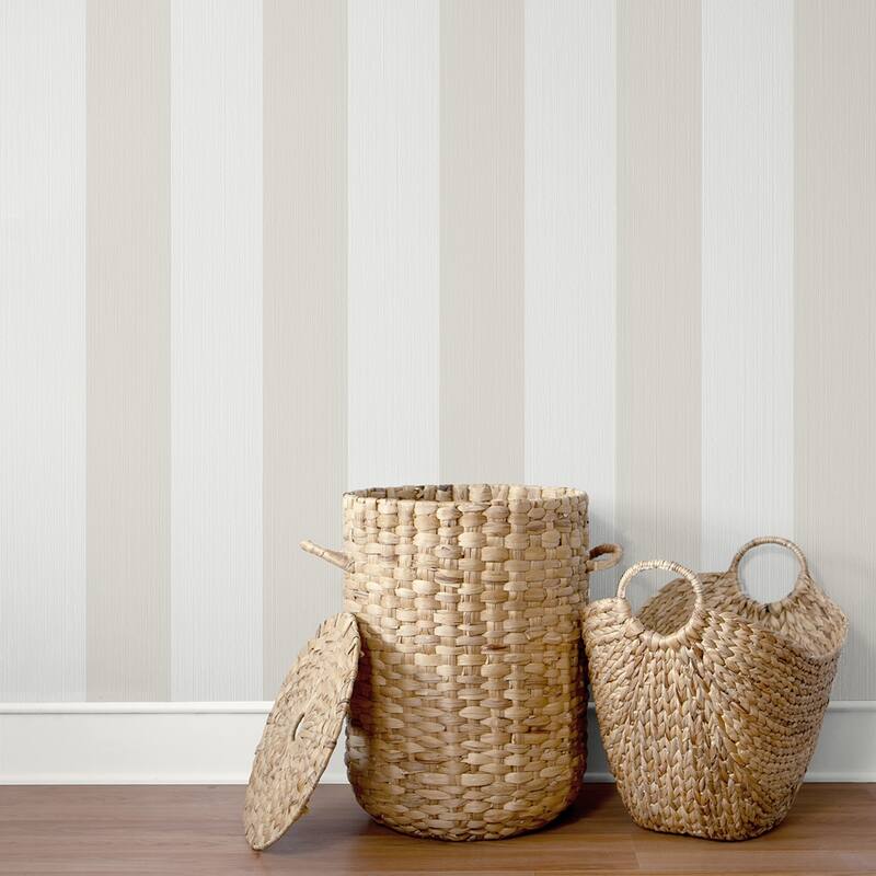 Seabrook Designs Dylan Striped Stringcloth Unpasted Wallpaper