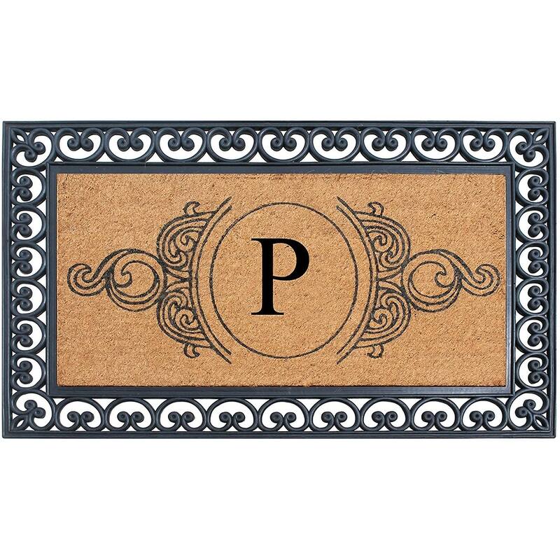 A1HC 30" x 48" Heavy-Duty Rubber & Coir Outdoor Doormat with Copper/Black Border – Large, Non-Slip Backing - P