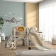 preview thumbnail 8 of 9, 9 in 1 Toddler Slide, Car Themed Baby Slide with Basketball Hoop, Climber, Storage Space, Ring Toss, Telescope, Tunnel