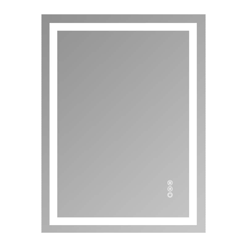 Clear Frameless LED Bathroom Mirror with Tempered Glass, Anti-Fog - 24" L x 32" H - Clear