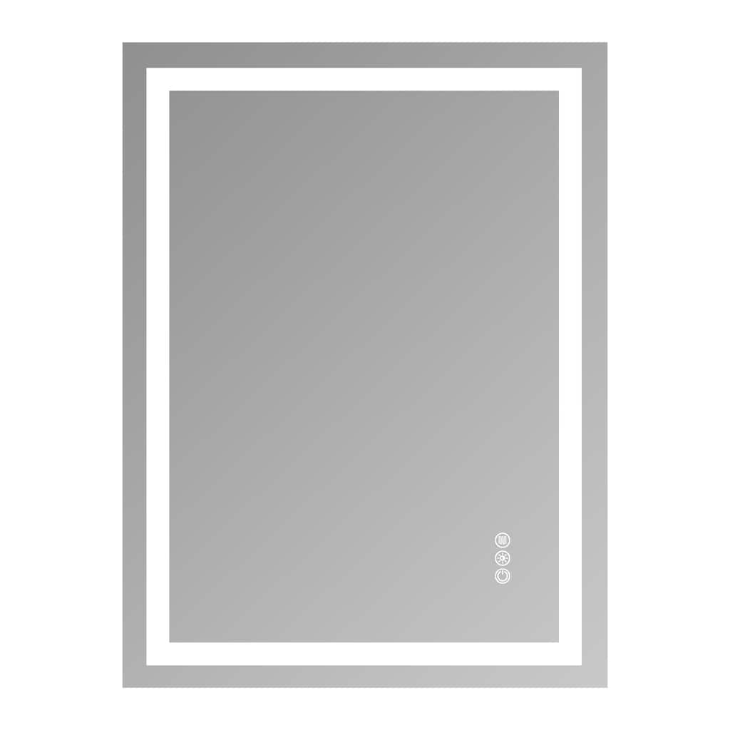 Clear Frameless LED Bathroom Mirror with Tempered Glass, Anti-Fog - 24" L x 32" H