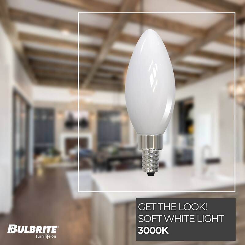 Bulbrite Pack of (4) Dimmable Milky Finish B11 Candelabra (E12) LED Bulb