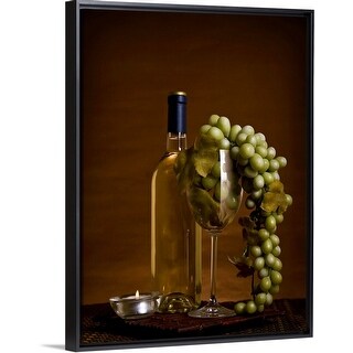 Shop Grapes In Wine Glass Black Float Frame Canvas Art Overstock 25502102