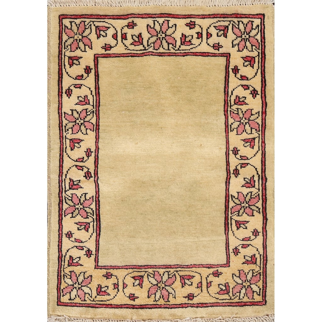 Bordered Gabbeh Kashkoli Oriental Area Rug Wool Hand-knotted Carpet - 2'0" x 2'8"