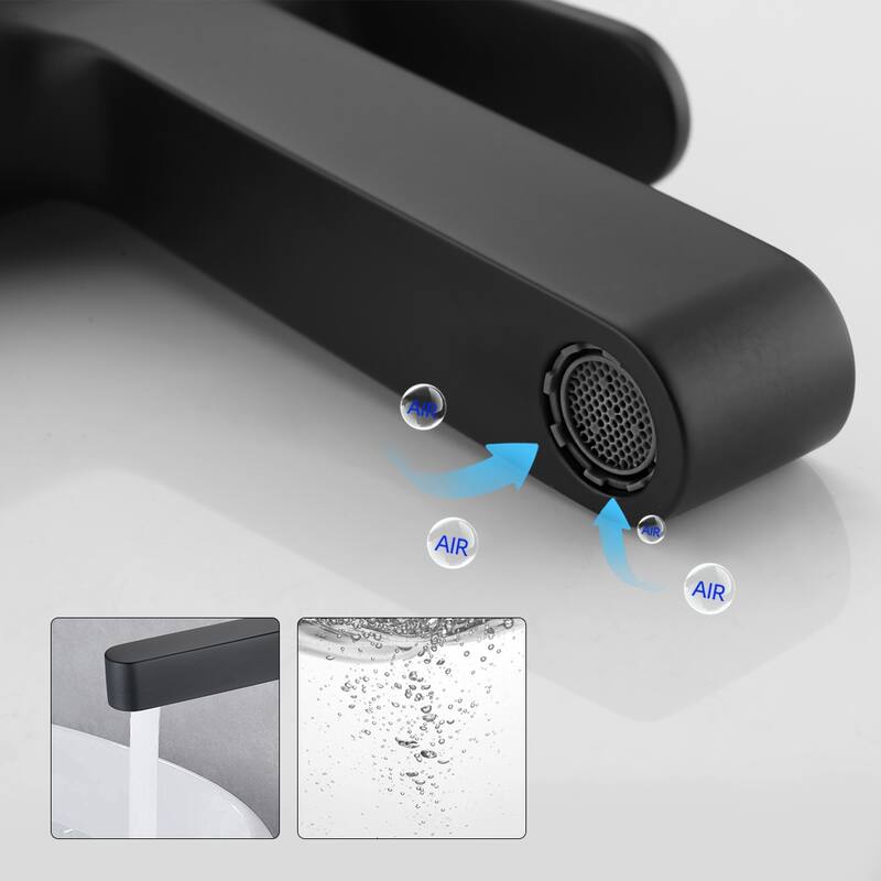BATHLET 11'' High Single Hole Single Handle Bathroom Faucet in Matte Black - 5.26×11.1