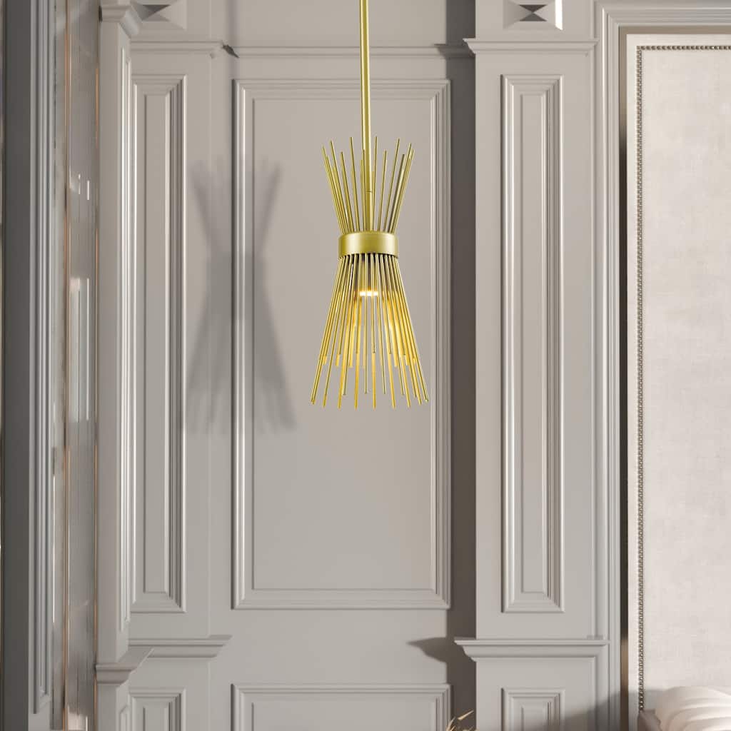 Maxax 1 - Light Single Bell Pendant With Wrought Iron Accents