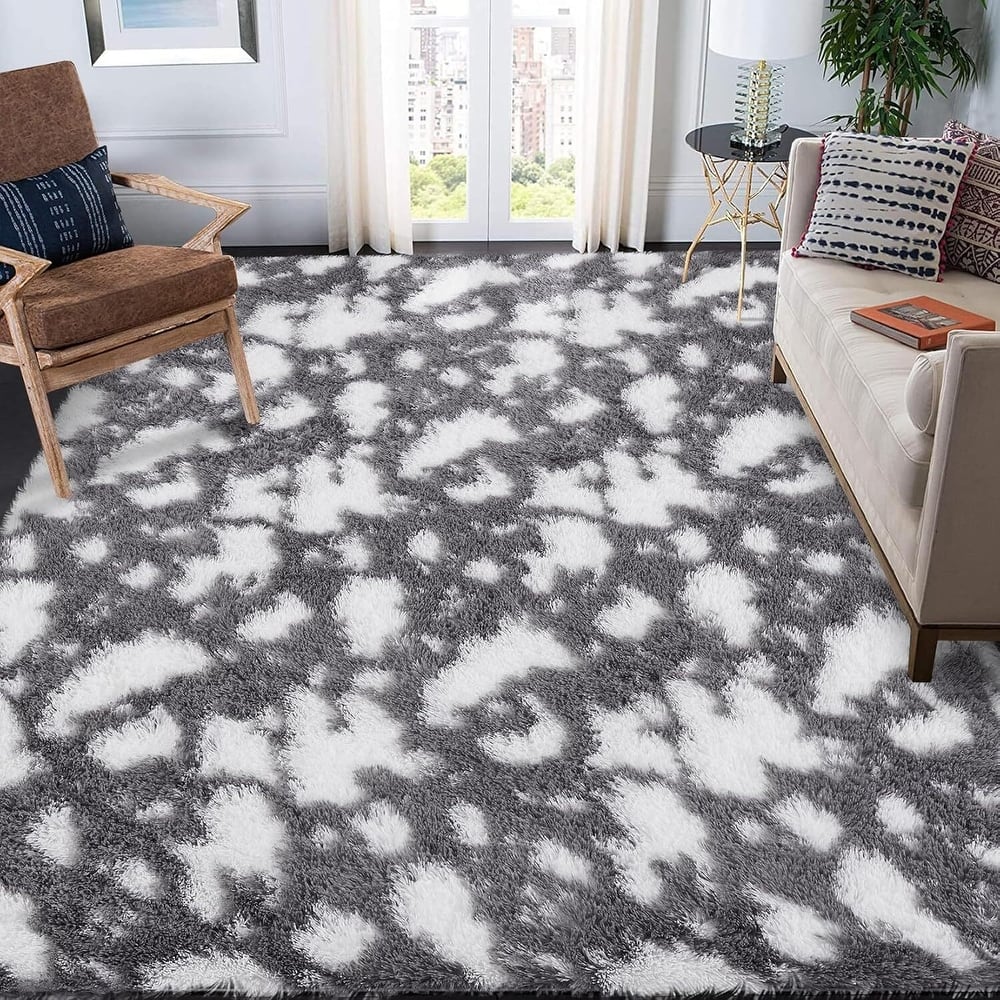 Modern Abstract Area Rug for Hallways Living Room Patio Decor Grey - 2' x 3'