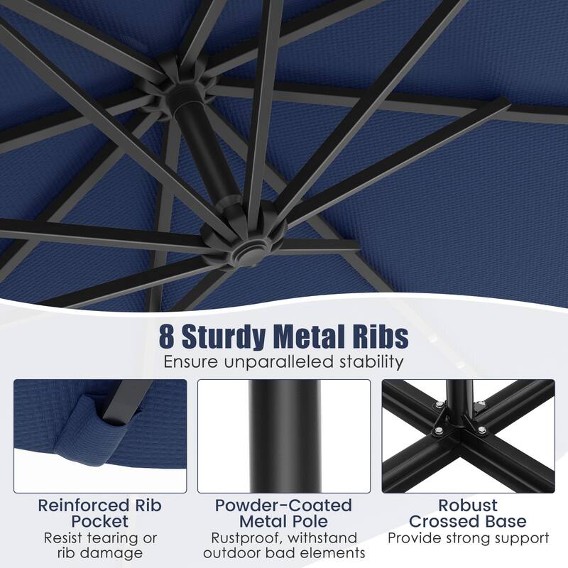 Gymax 10 Ft Solar LED 40 Lights Offset Umbrella Crank Cross Base Patio