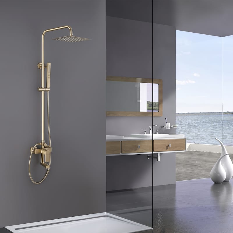 Wall Mounted 10" Rainfall Shower System With Bathtub spout