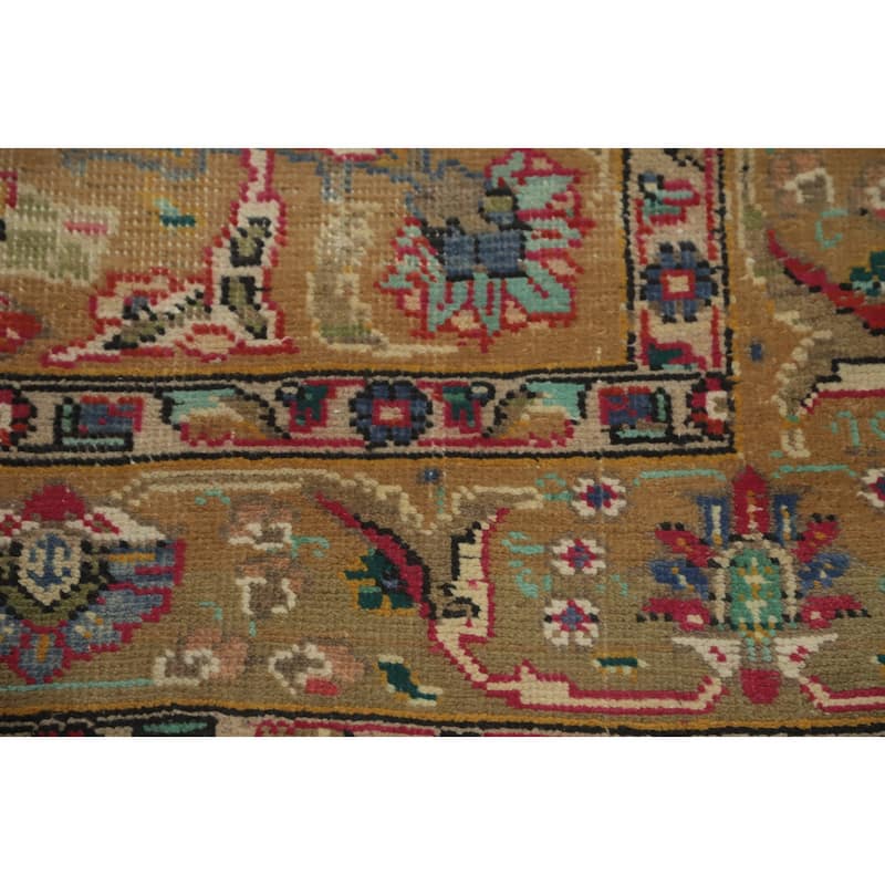 Hand Knotted Oriental 100% Wool Carpet Traditional Floral Red Tabriz Area Rug - 9' 5'' X 6' 2''