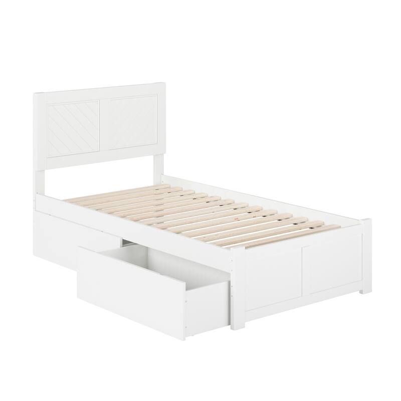 AFI Canyon Twin Platform Bed with Footboard & Storage Drawers in White