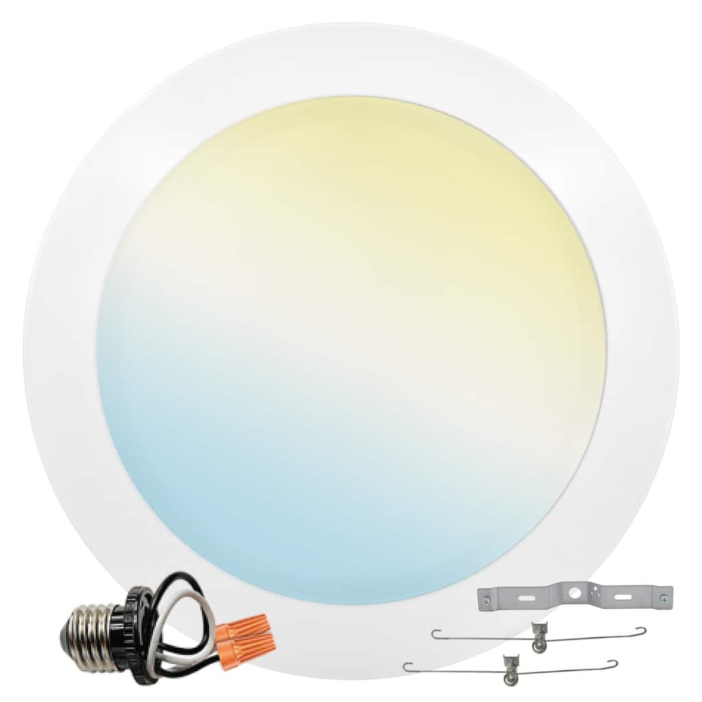 Luxrite 8 Inch LED Disk Light, 27W, 5CCT Selectable 2700K | 3000K | 3500K | 4000K | 5000K, Flush Mount Recessed...