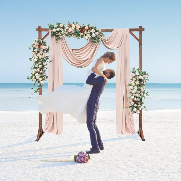 Gymax 7.2 FT Square Wedding Arch Wooden Arbor Backdrop Stand w