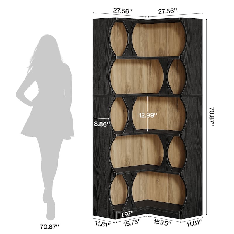 5-Tier Modern L-Shaped Book Shelf Display Bookshelf