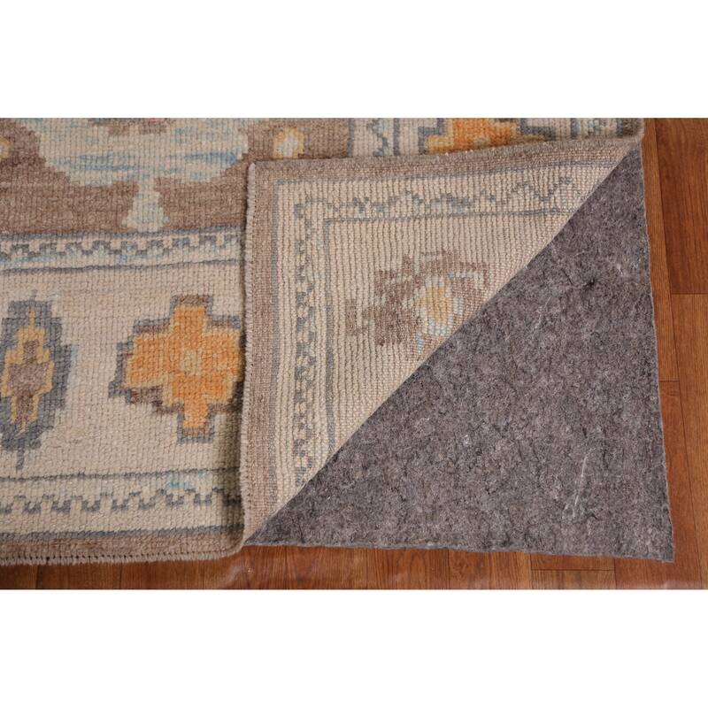 Hand Knotted Oriental 100% Wool Carpet Transitional Geometric Brown Oushak Area Rug - 12' 6'' X 8' 11''