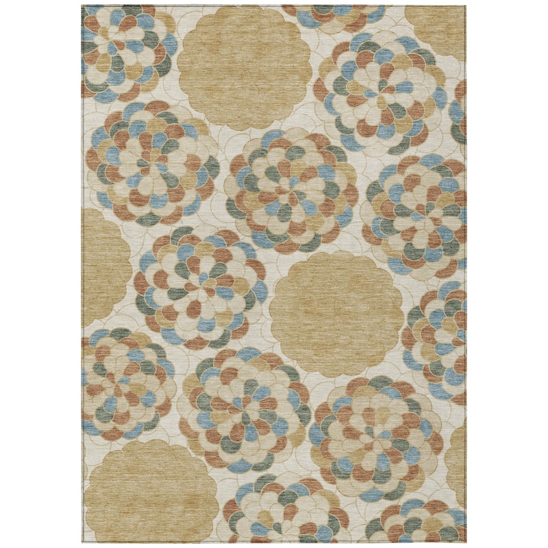 Machine Washable Indoor/ Outdoor Mosaic Cluster Chantille Rug