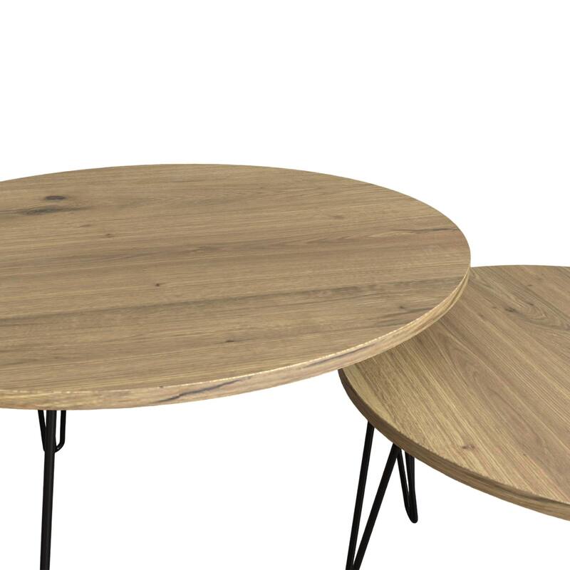 Wood End Table Coffee Table Dining Table Set of 2 with Iron Legs Sofa Table Display Table Office Table for Bedroom