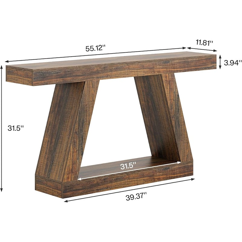 MDF Console Table with Farmhouse Rustic Style abd Storage - 55.12"W x 11.81"D x 31.5"H
