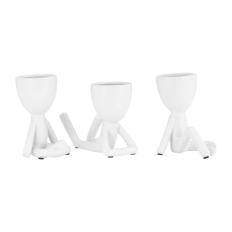 Sagebrook Home Ceramic Abstract Figurine Sculptures, Set of 3 - 8" x 4" x 5"